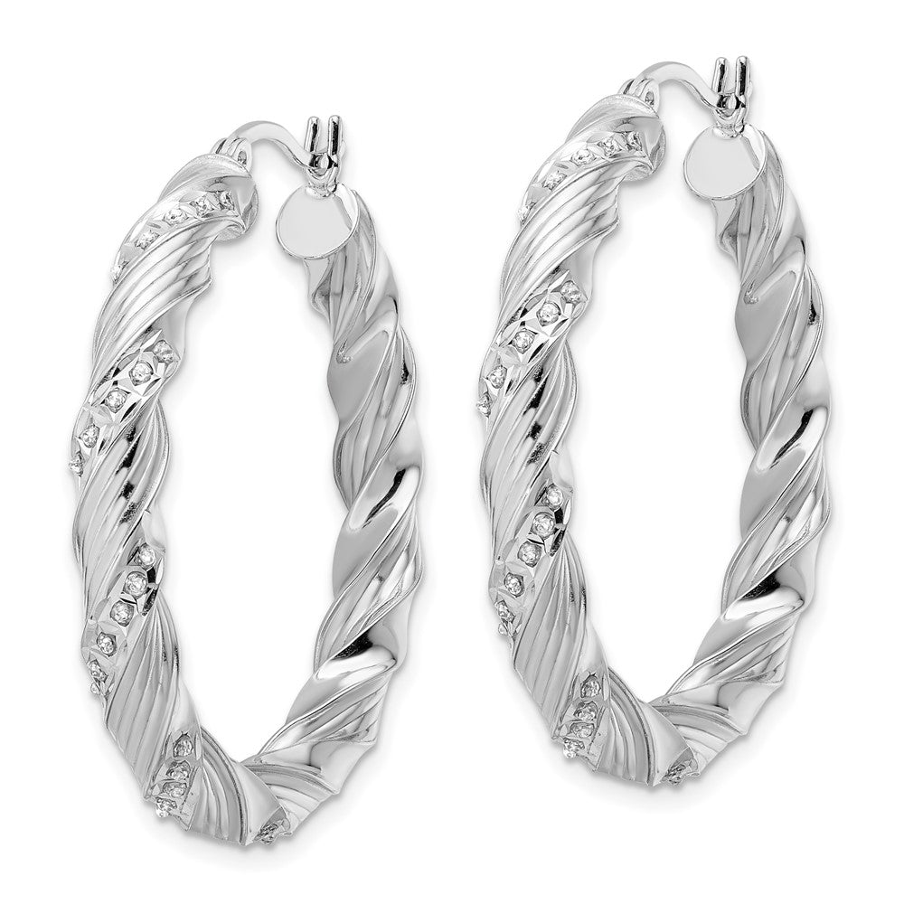 Shop Exclusive Diamond Fascination Twisted Hoop Earrings in Sterling Silver