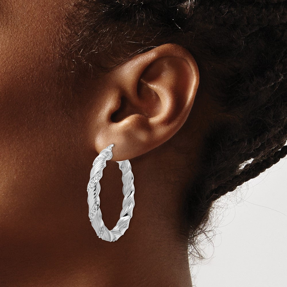 Shop Exclusive Diamond Fascination Twisted Hoop Earrings in Sterling Silver