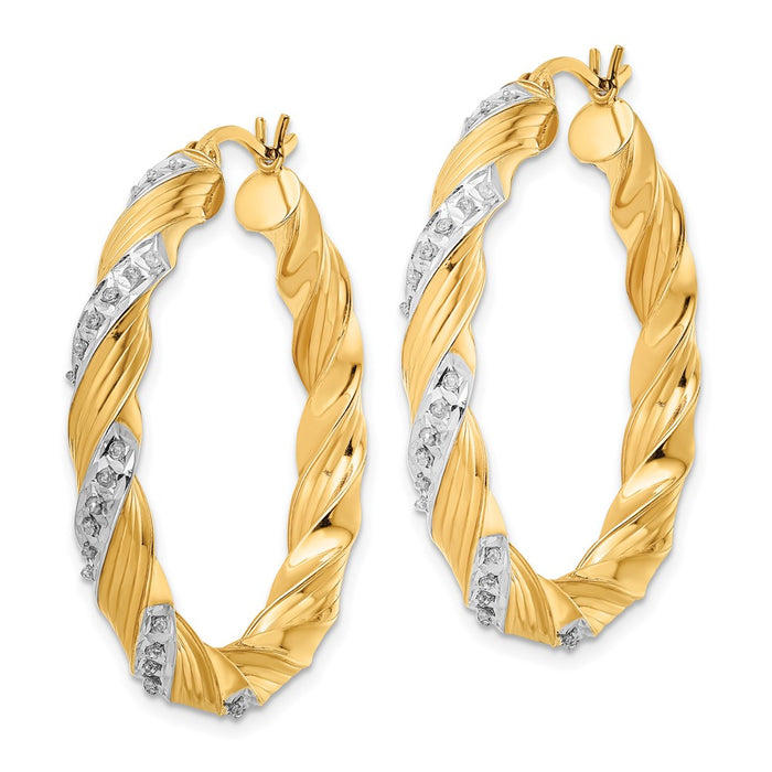 Buy Designer Diamond Mystique Twisted Hoop Earrings - .85mm Sterling Silver, 18K Gold Plating, Affordable Luxury!-2
