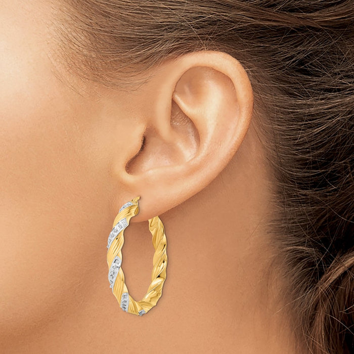 Buy Designer Diamond Mystique Twisted Hoop Earrings - .85mm Sterling Silver, 18K Gold Plating, Affordable Luxury!-3