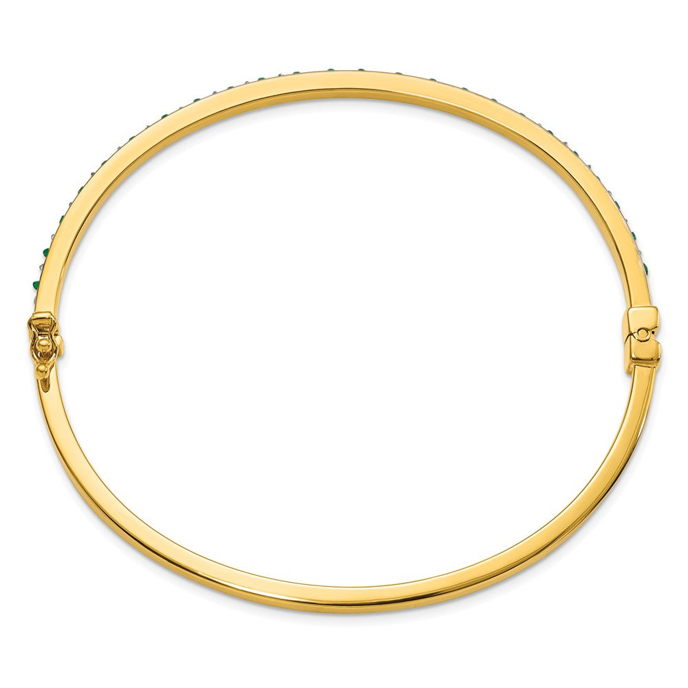 Buy Stylish Diamond & Emerald Hoop Earrings & Bangle Set - 18K Gold Plated