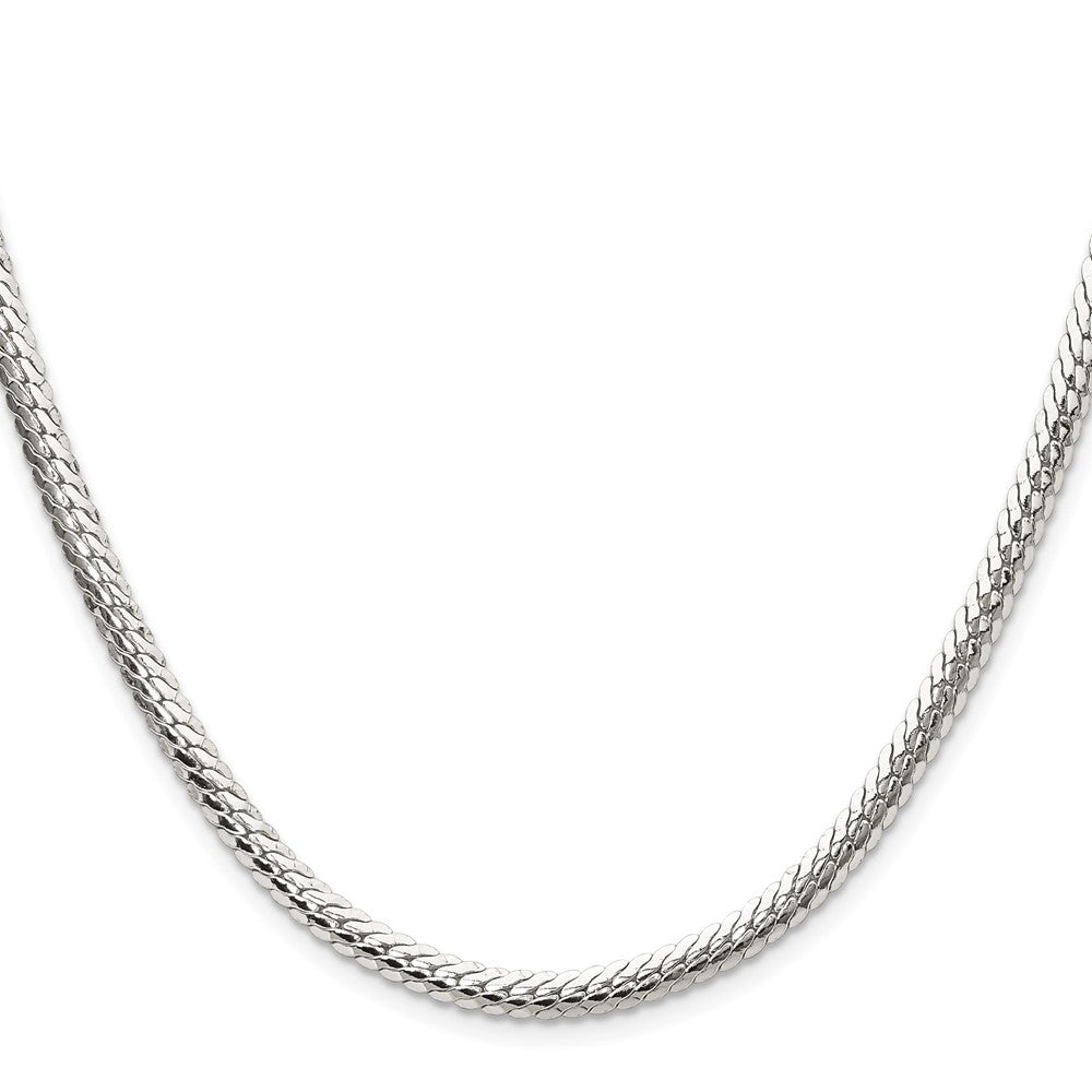 Exclusive Polished Sterling Silver 4.1mm Double Oval Flat Chain - Stylish Value
