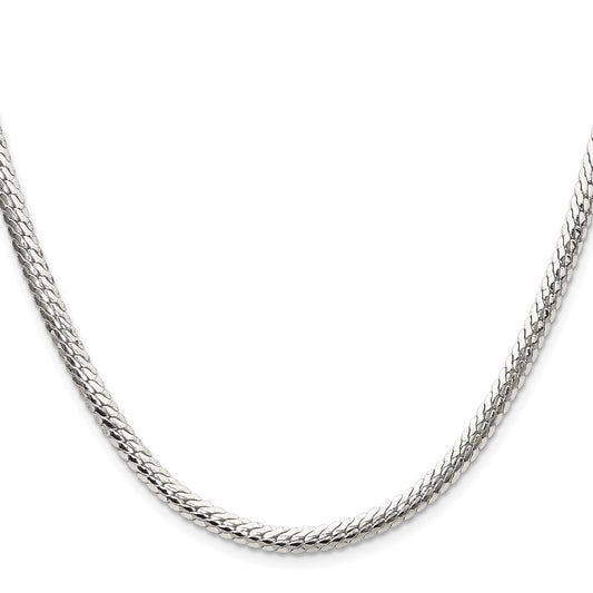 Exclusive Polished Sterling Silver 4.1mm Double Oval Flat Chain - Stylish Value
