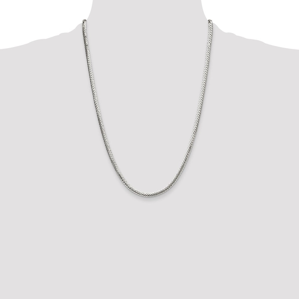 Buy Stylish Polished Sterling Silver 4.1mm Double Oval Flat Chain - Luxury Value