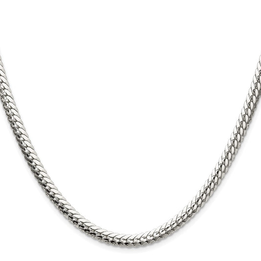 High-Quality Polished Sterling Silver 5.1mm Double Oval Flat Chain - Stylish Value