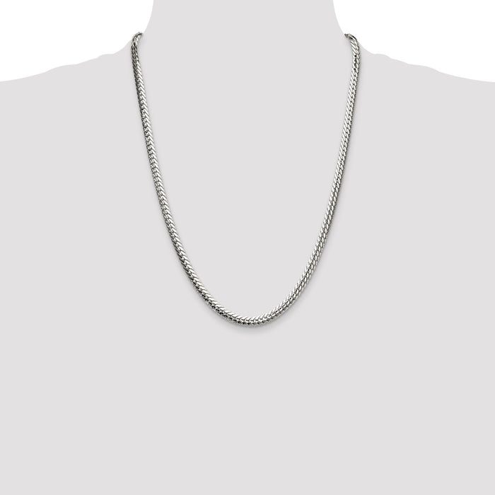 High-Quality Polished Sterling Silver 5.1mm Double Oval Flat Chain - Stylish Value-4