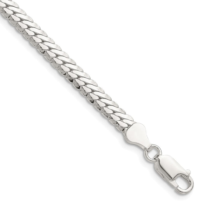 Buy Stylish Polished Sterling Silver 5.1mm Double Oval Flat Chain - Affordable Luxury-1