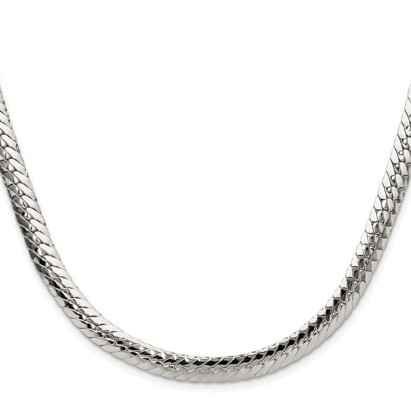 Polished Sterling Silver Double Oval Flat Chain - 6.25mm