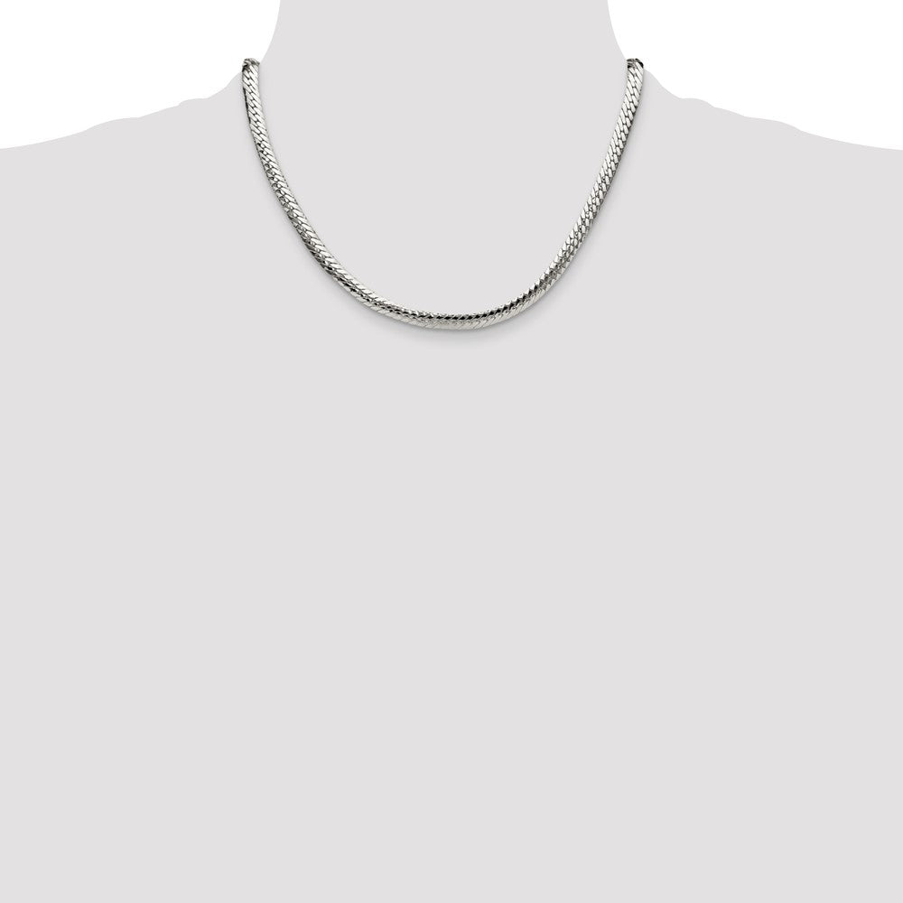 Buy Stylish Polished Sterling Silver Double Oval Flat Chain - 6.25mm, Affordable
