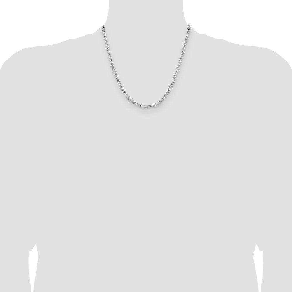 High-Quality Rhodium-Plated Sterling Silver 3.5mm Paperclip Necklace - Stylish Value!