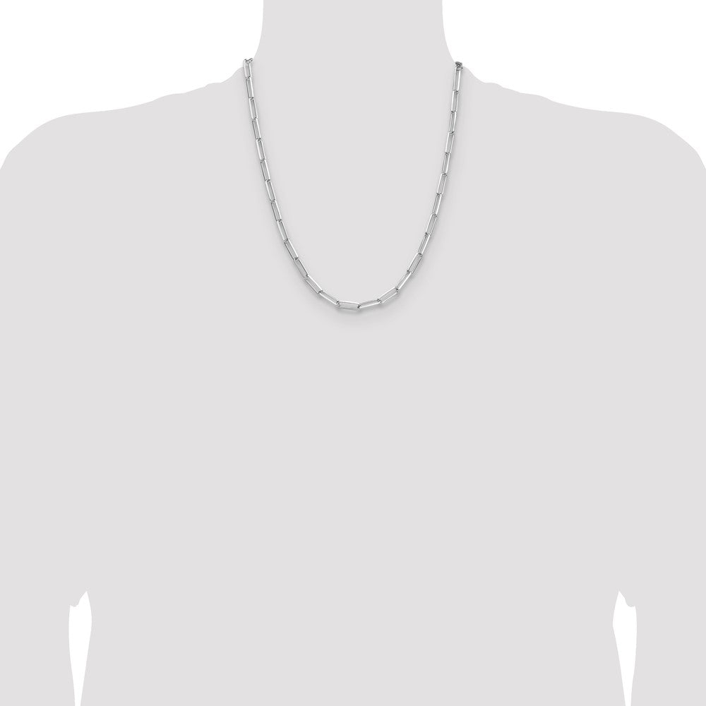High-Quality Rhodium-Plated Sterling Silver 4.4mm Paperclip Necklace - Stylish Value