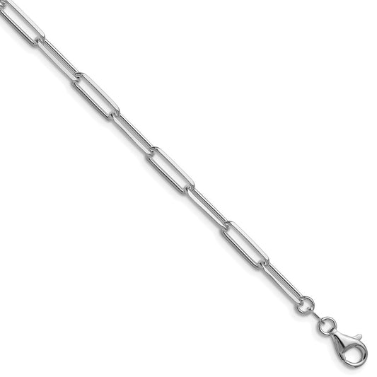 Buy Stylish Rhodium-Plated Sterling Silver 4.4mm Double Paperclip Necklace