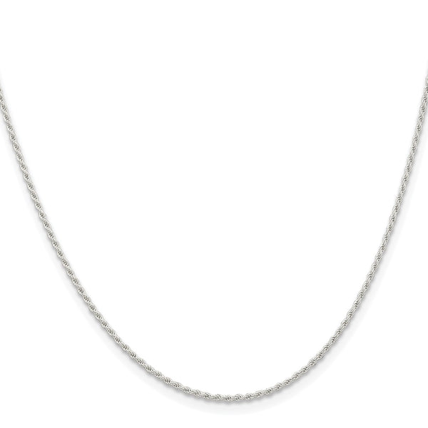 1.3mm Rhodium-Plated Solid Rope Chain in Sterling Silver