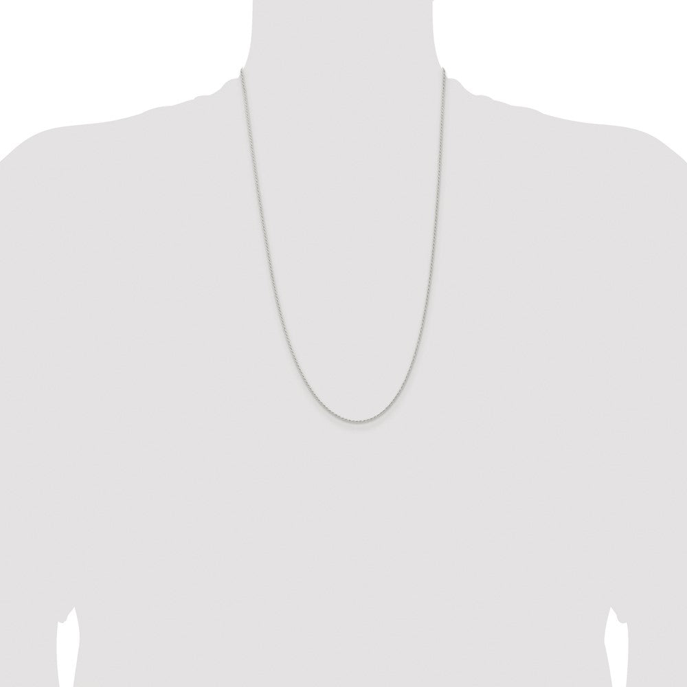 Buy Stylish 1.3mm Rhodium-Plated Solid Rope Chain in Sterling Silver - Value!