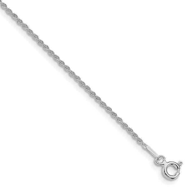1.3mm Rhodium-Plated Solid Rope Chain in Sterling Silver