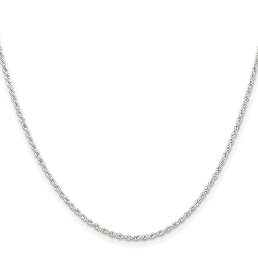 Buy Stylish Rhodium-Plated 1.5mm Solid Rope Chain in Sterling Silver - Affordable Luxury!