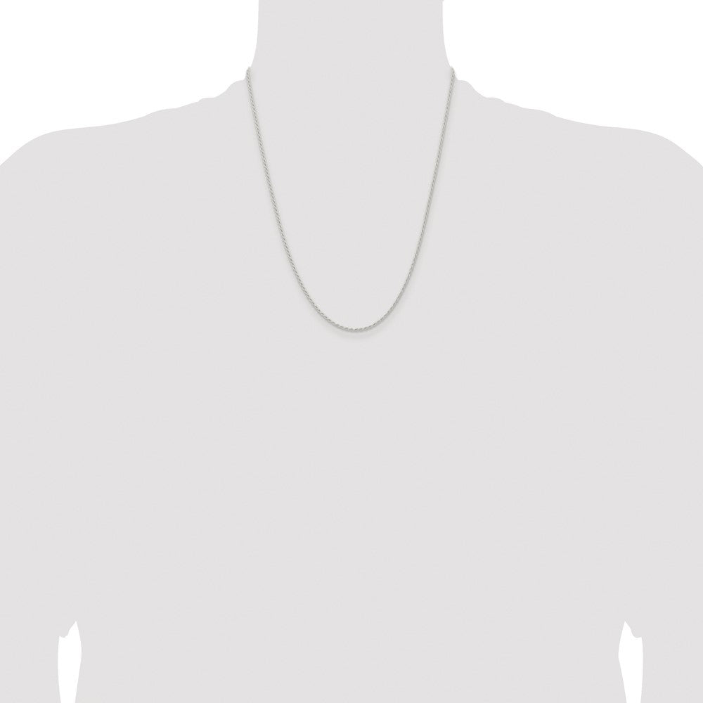 Buy Stylish 1.5mm Rhodium-Plated Solid Rope Chain in Sterling Silver