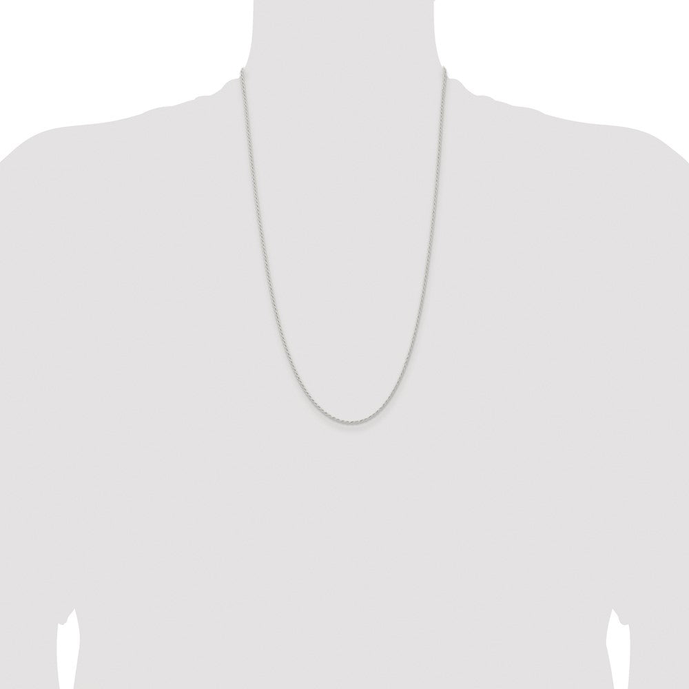 Buy Stylish Rhodium-Plated 1.5mm Solid Rope Chain in Sterling Silver - Affordable Luxury!