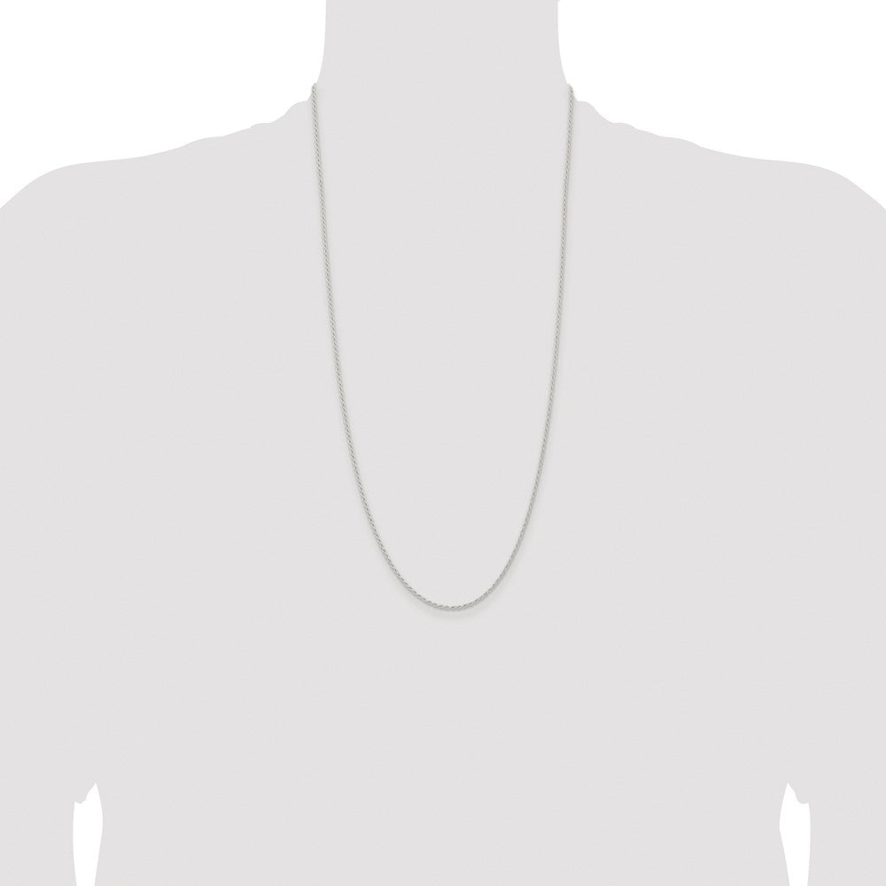 Buy Stylish Rhodium-Plated 1.5mm Solid Rope Chain in Sterling Silver