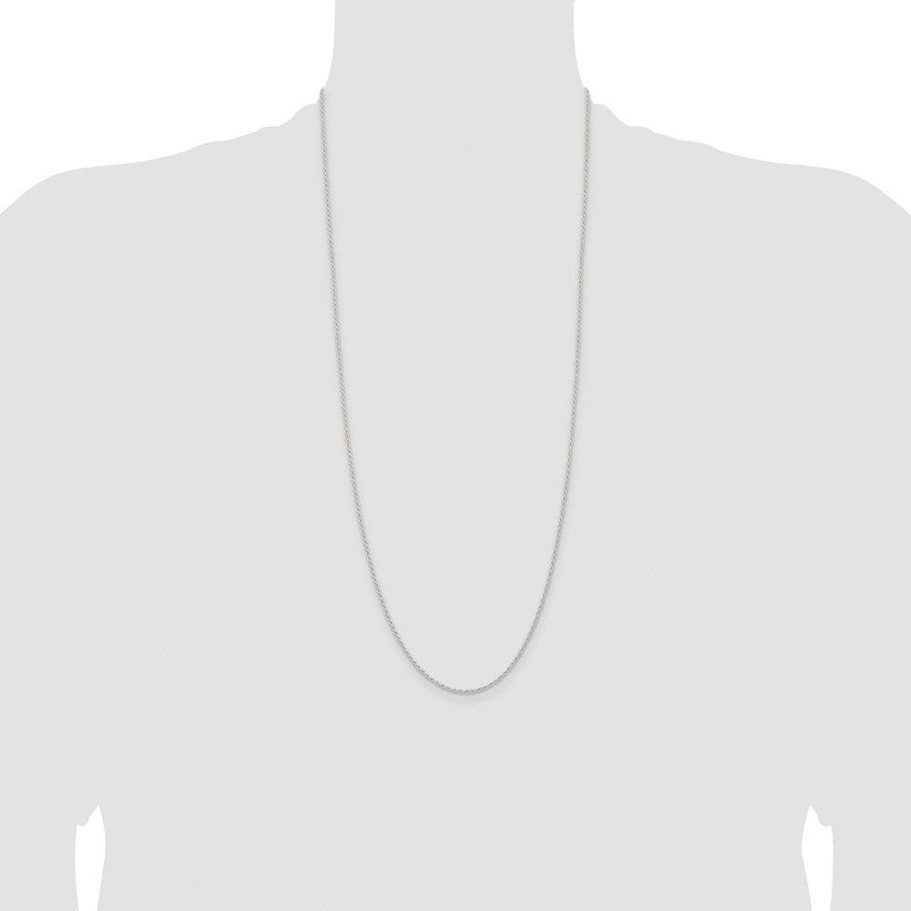 Buy High-Quality 1.5mm Rhodium-Plated Solid Rope Chain in Sterling Silver