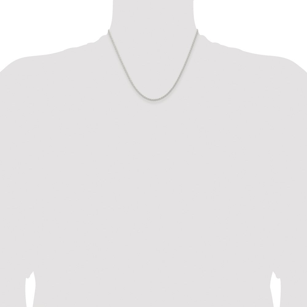 High-Quality Rhodium-Plated 1.8mm Sterling Silver Rope Chain - Stylish Value!