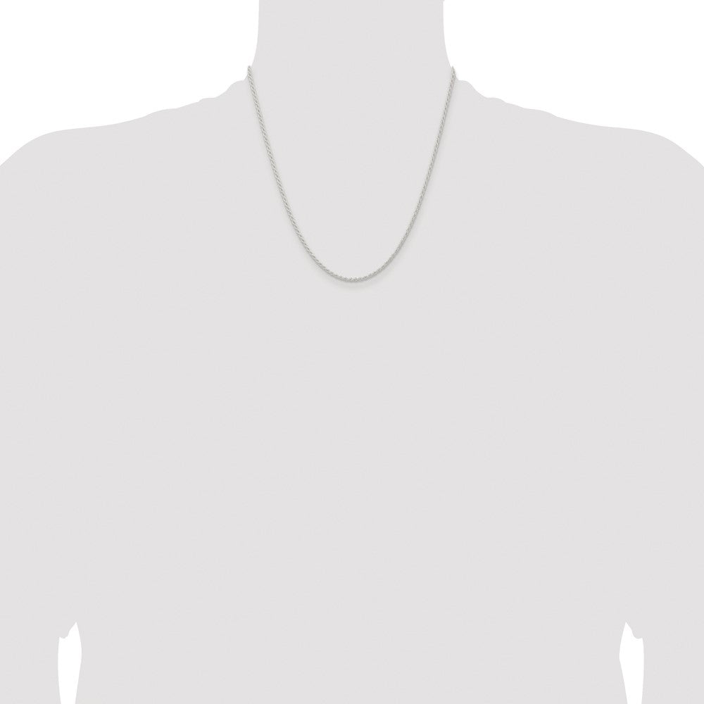 Exclusive 1.8mm Rhodium-Plated Solid Rope Chain in Sterling Silver - Stylish Value