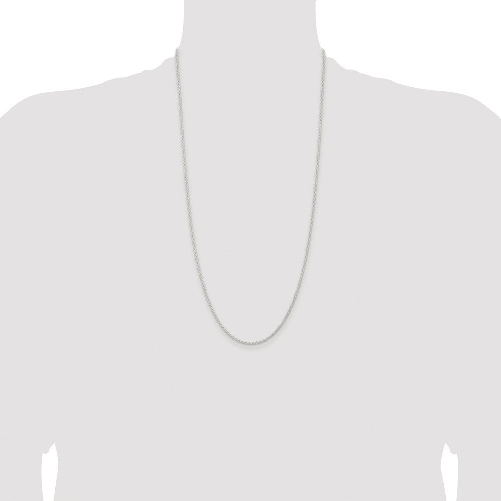 Buy Stylish Rhodium-Plated Solid Rope Chain 1.8mm in Sterling Silver - Affordable Value!