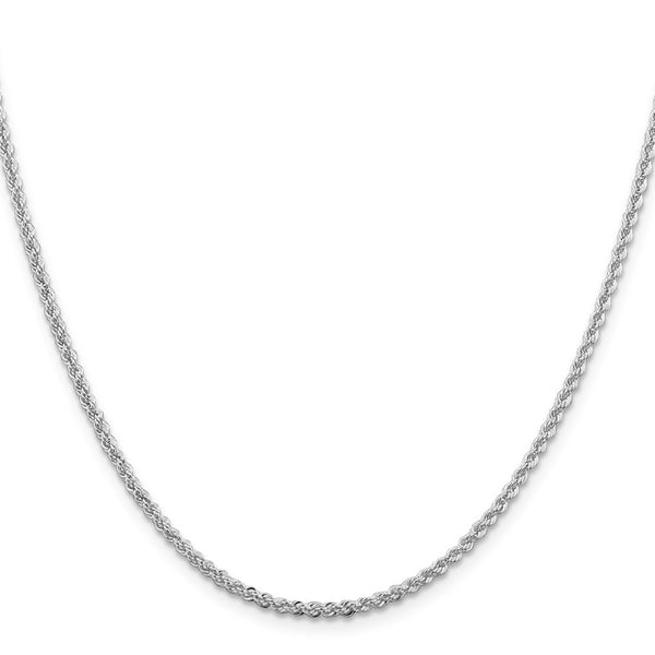 2.3mm Rhodium-Plated Solid Rope Chain in Sterling Silver