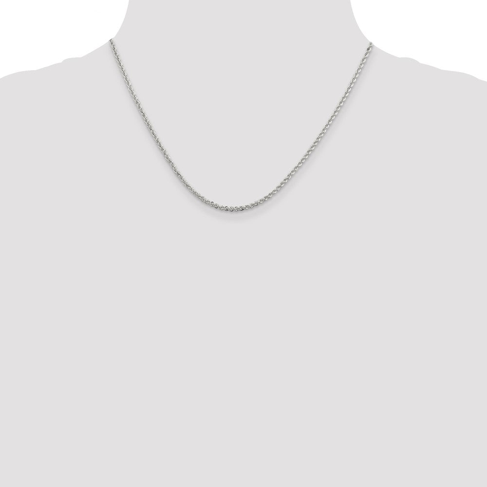 Buy Stylish 2.3mm Rhodium-Plated Solid Rope Chain in Sterling Silver