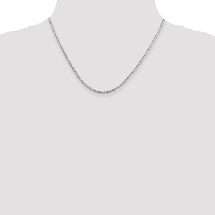 Buy Stylish 2.3mm Rhodium-Plated Solid Rope Chain in Sterling Silver-4