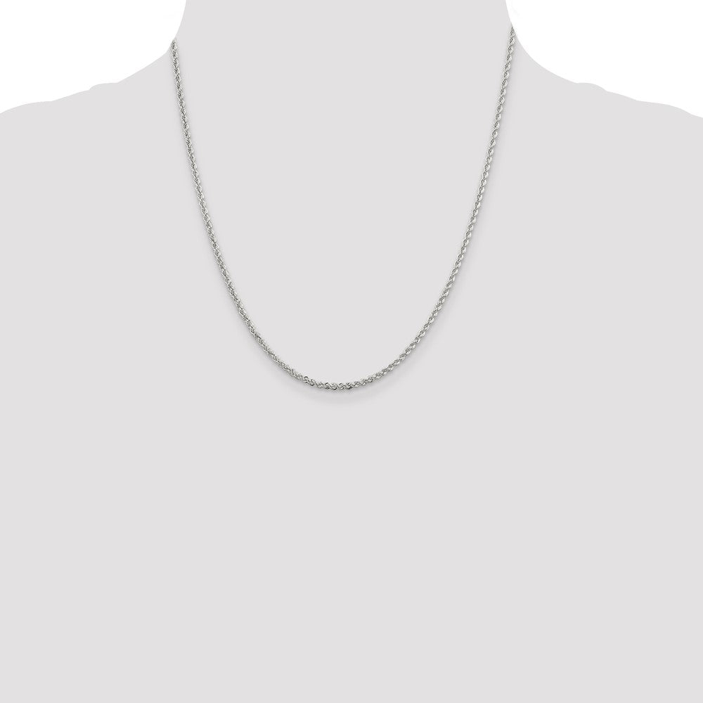 Buy Stylish Rhodium-Plated Solid Rope Chain | 2.3mm Sterling Silver