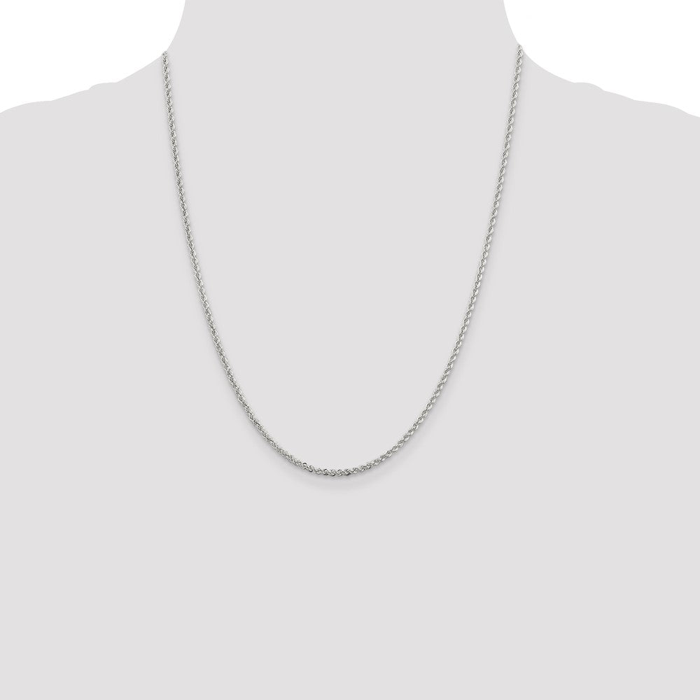 Buy Exclusive 2.3mm Rhodium-Plated Solid Rope Chain in Stylish Sterling Silver