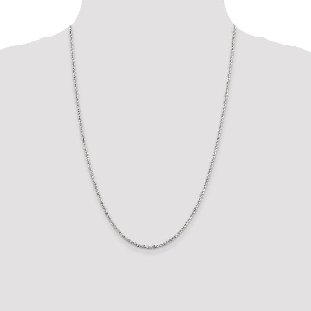 Exclusive 2.3mm Rhodium-Plated Solid Rope Chain - Affordable Sterling Silver Jewelry