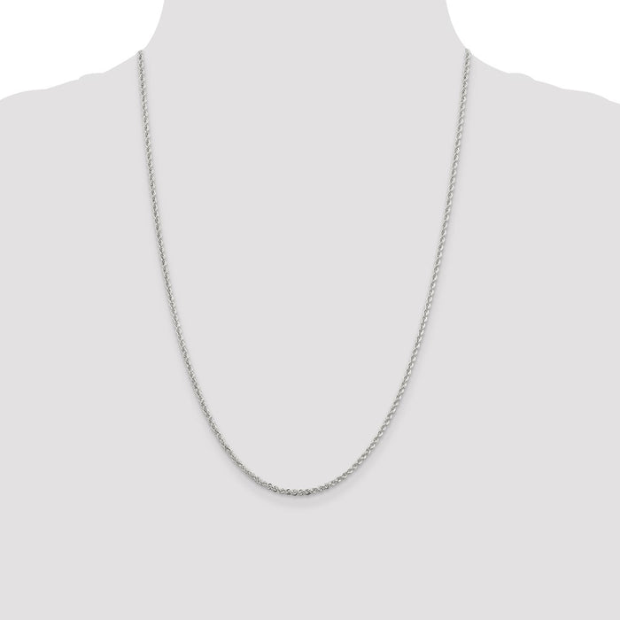 Exclusive 2.3mm Rhodium-Plated Solid Rope Chain - Affordable Sterling Silver Jewelry-4