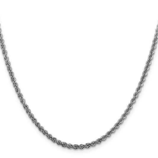 Buy Stylish Rhodium-Plated 2.5mm Solid Rope Chain in Sterling Silver