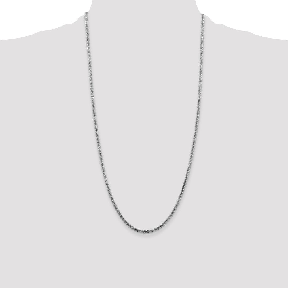 Exclusive 2.5mm Solid Rope Chain in Rhodium-Plated Sterling Silver - Stylish Value
