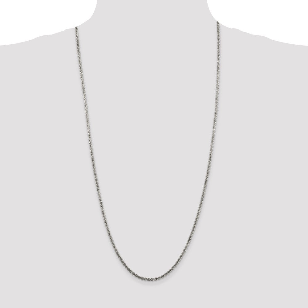 Buy Stylish Rhodium-Plated 2.5mm Solid Rope Chain in Sterling Silver