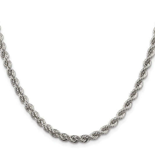 High-Quality Rhodium-Plated Sterling Silver 4.3mm Rope Chain | Stylish Value