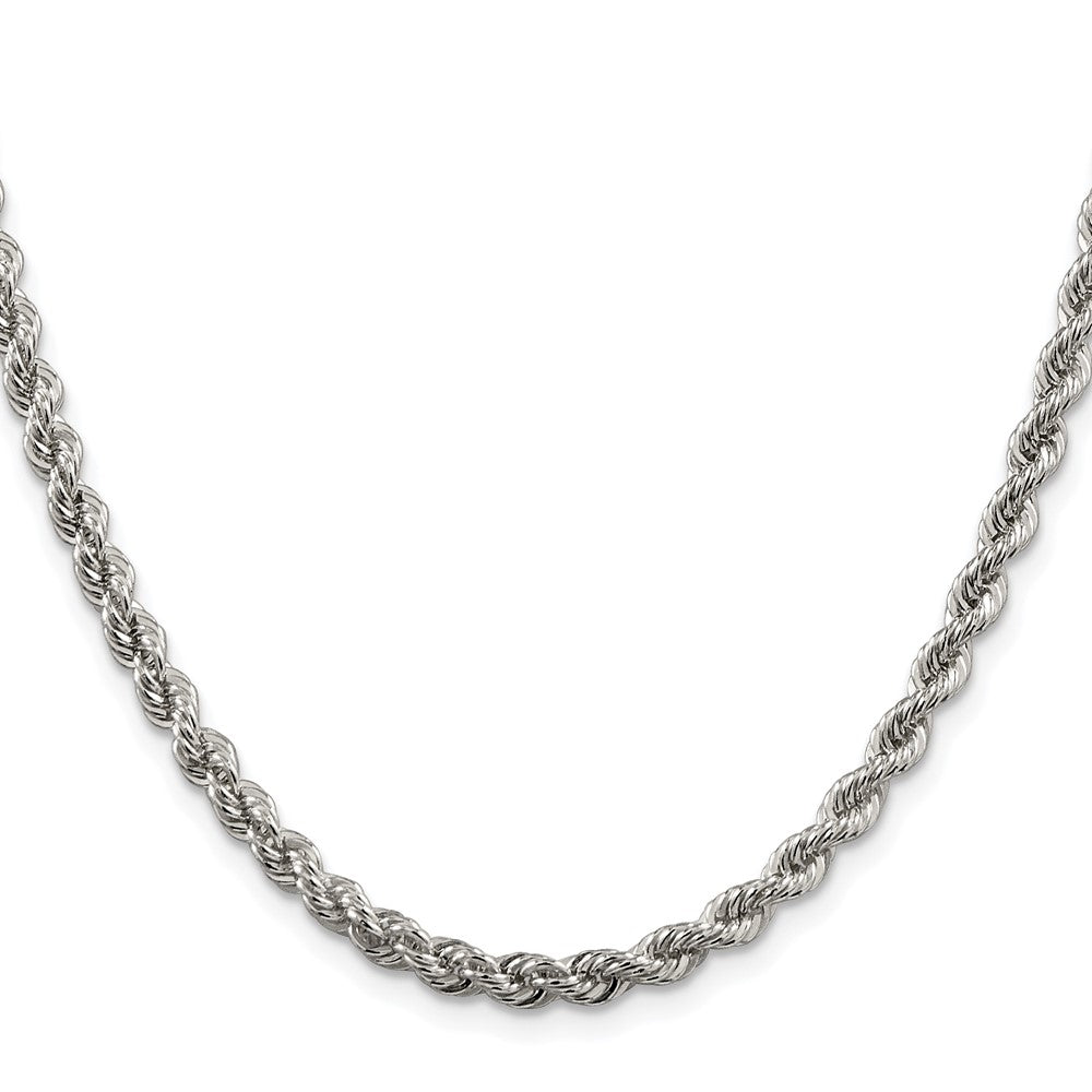 High-Quality Rhodium-Plated Sterling Silver 4.3mm Rope Chain - Stylish Value!