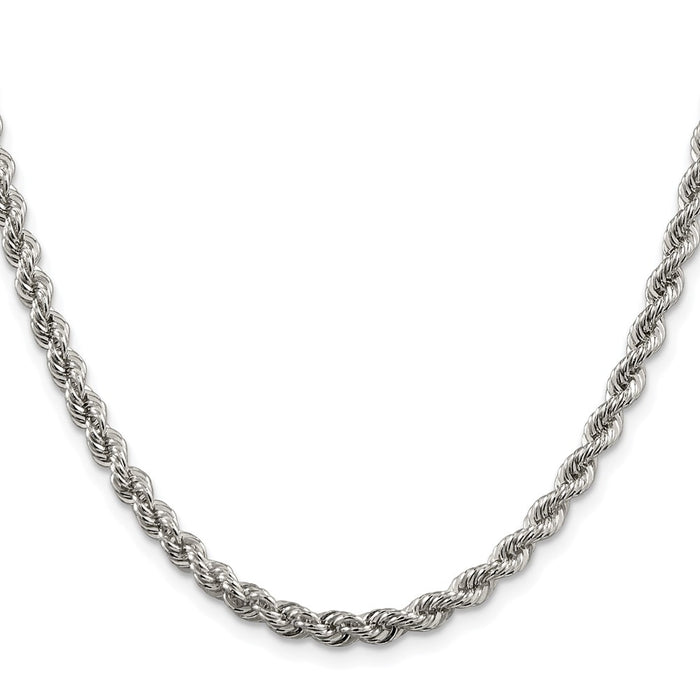 High-Quality Rhodium-Plated Sterling Silver 4.3mm Rope Chain - Stylish Value!-2