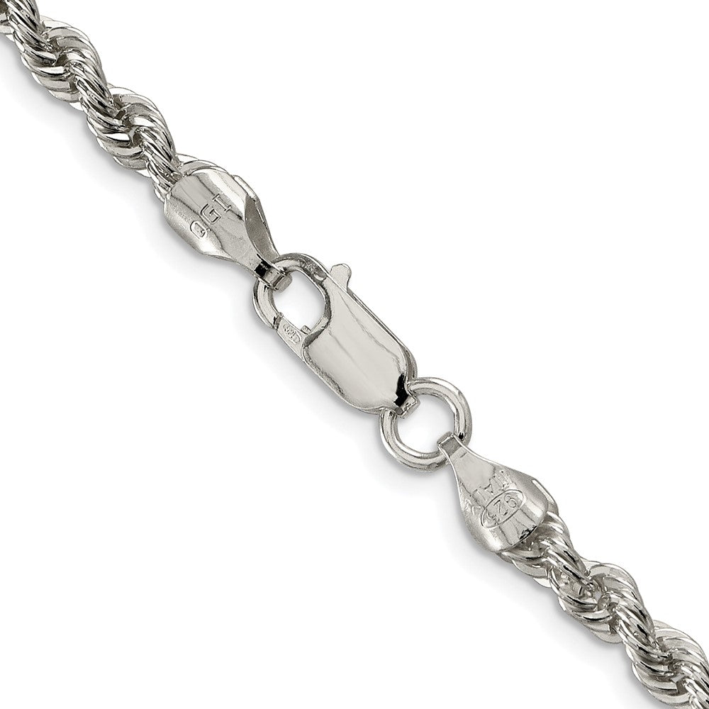 Buy Stylish 4.3mm Rhodium-Plated Sterling Silver Rope Chain - Luxury Quality