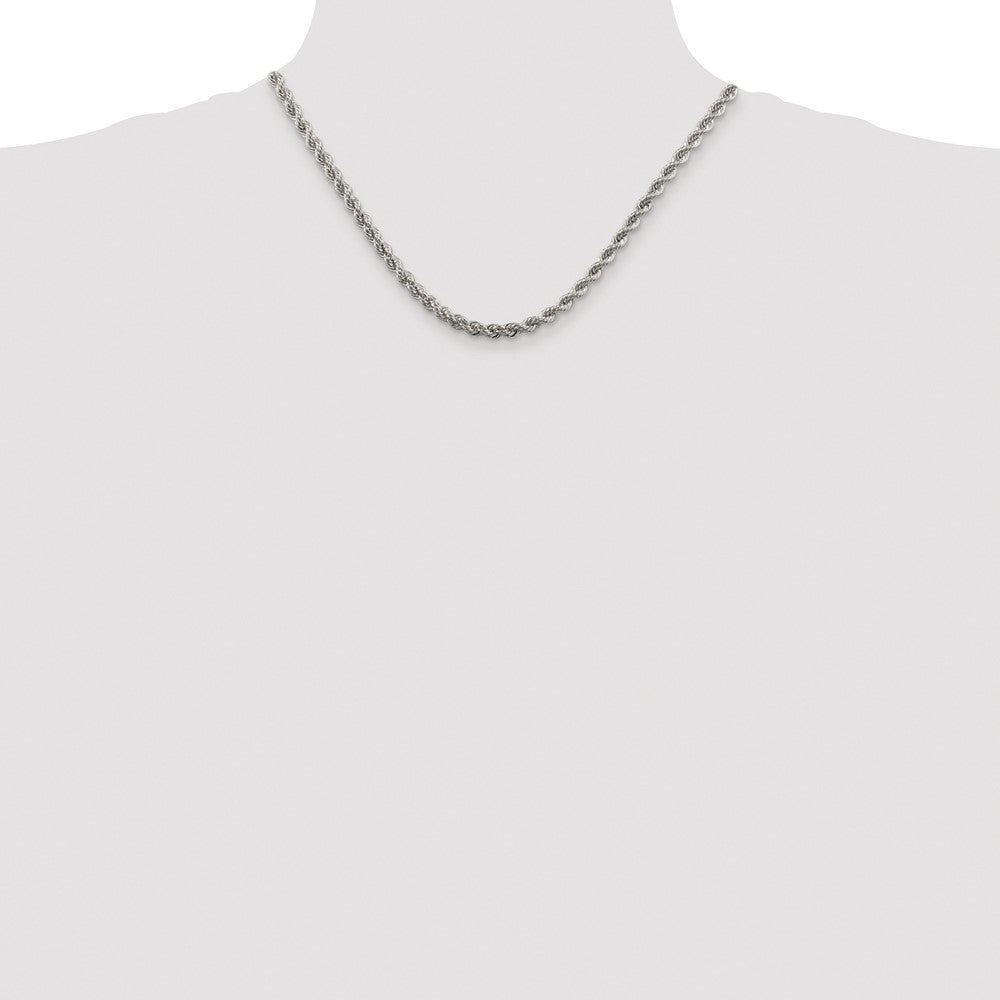 Buy Stylish Rhodium-Plated Solid Rope Chain - 4.3mm Thick, Sterling Silver