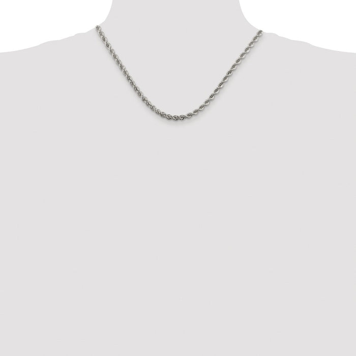 Buy Stylish Rhodium-Plated Solid Rope Chain - 4.3mm Thick, Sterling Silver-4