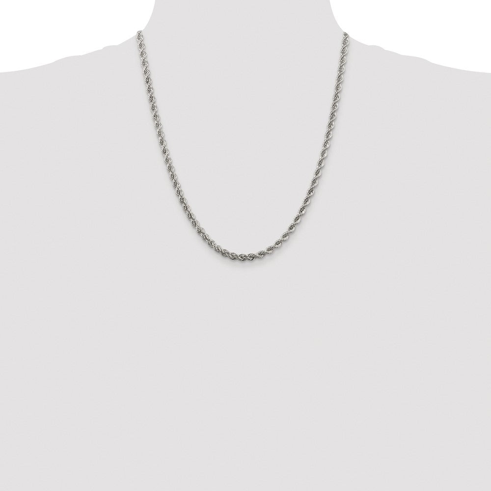 Buy Stylish 4.3mm Rhodium-Plated Sterling Silver Rope Chain - Luxury Quality