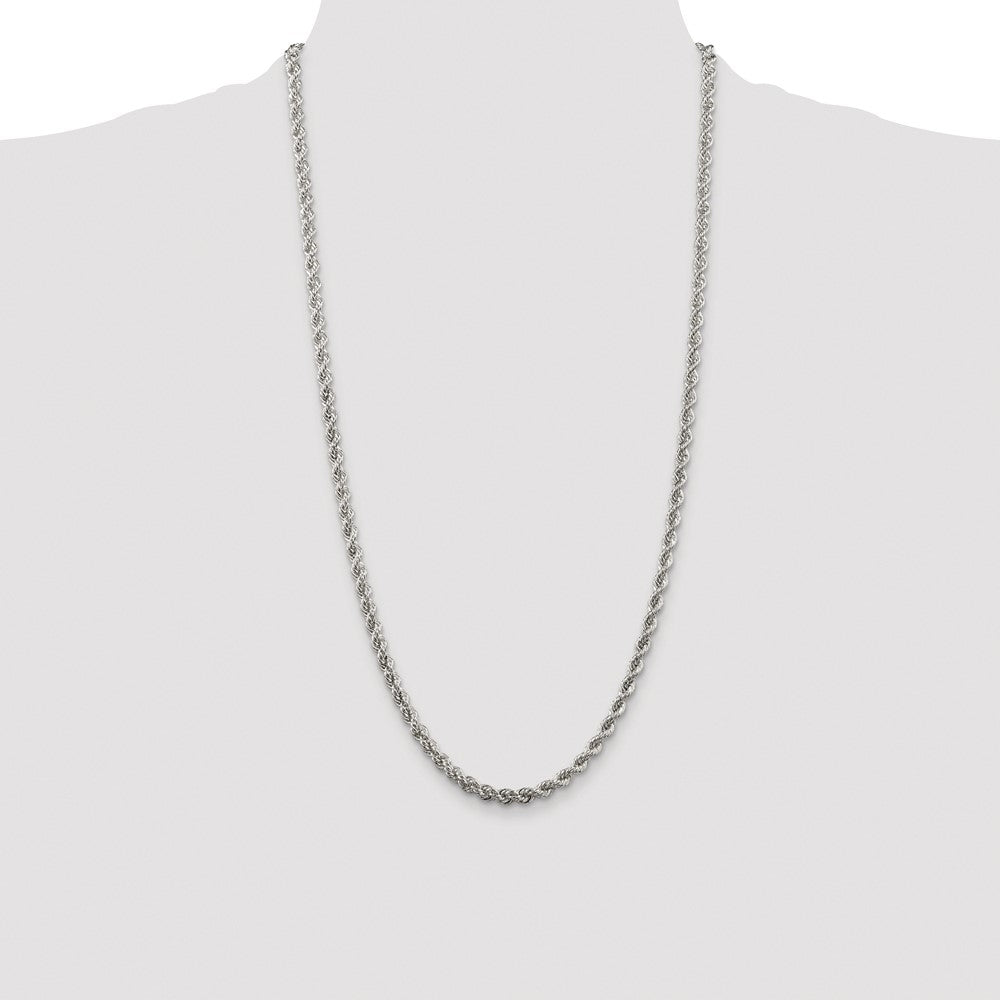 Buy Stylish 4.3mm Rhodium-Plated Solid Rope Chain in Sterling Silver