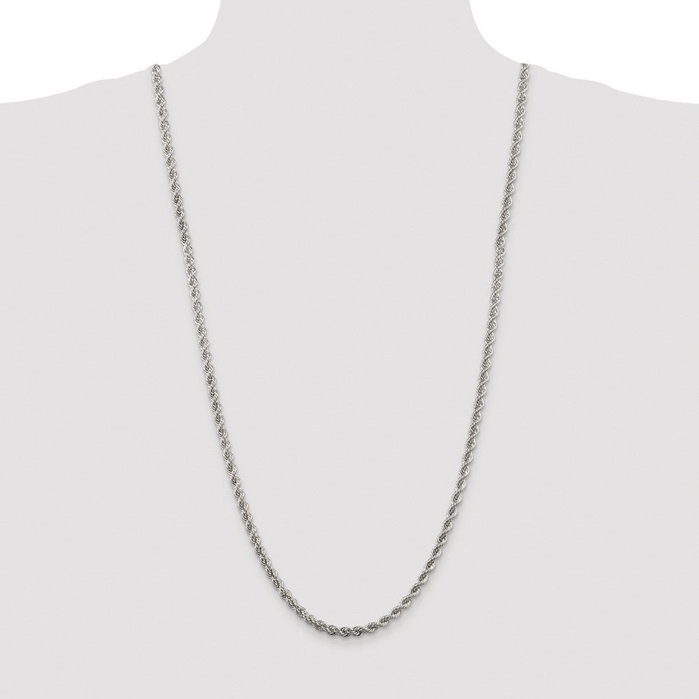 High-Quality Rhodium-Plated Sterling Silver 4.3mm Rope Chain - Stylish Value!