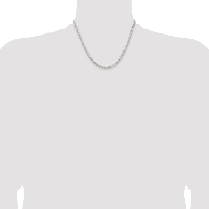 Buy Stylish Rhodium-Plated Sterling Silver 4.5mm Rope Chain - Affordable Luxury!-4