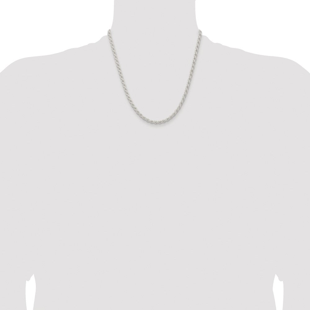 Exclusive Rhodium-Plated Sterling Silver 4.5mm Solid Rope Chain | Stylish Value