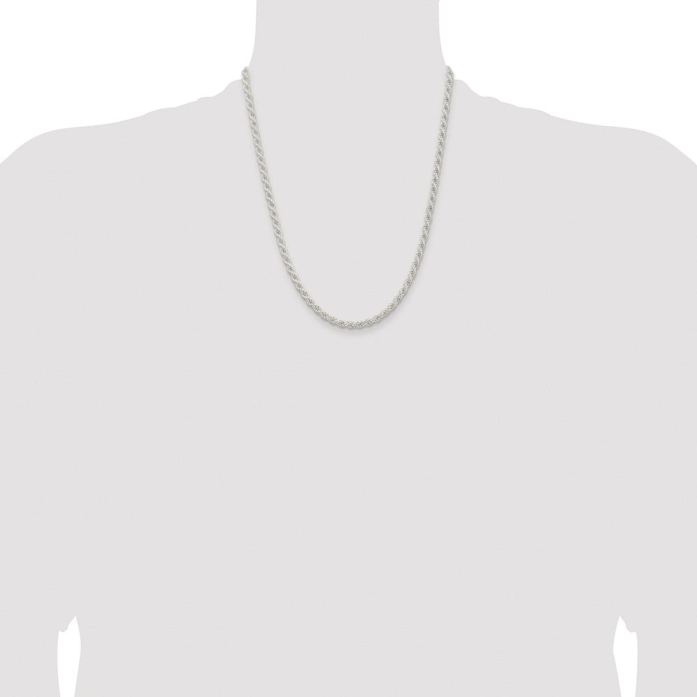 Buy Stylish 4.5mm Rhodium-Plated Solid Rope Chain in Sterling Silver - Affordable!
