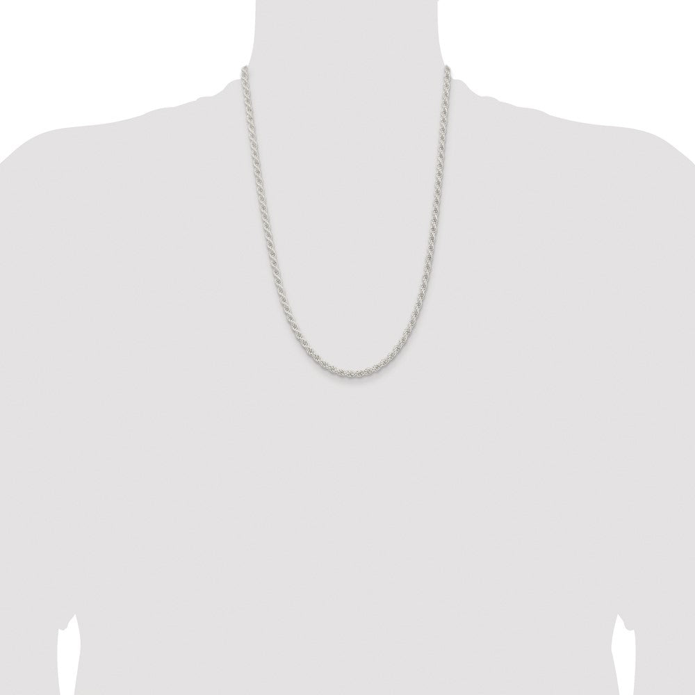 Exclusive Rhodium-Plated Sterling Silver 4.5mm Solid Rope Chain - Stylish Value!
